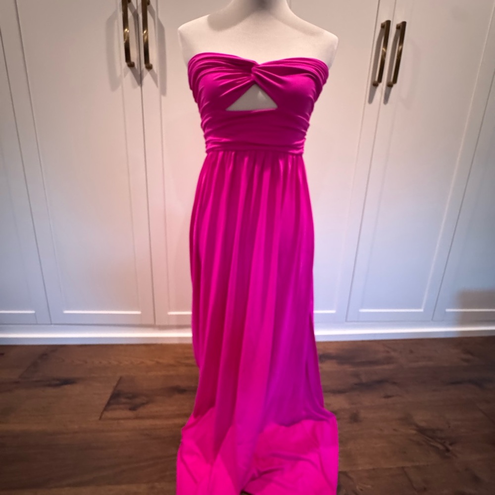Susana Monaco Magenta Twist Front Strapless Dress, Medium, New